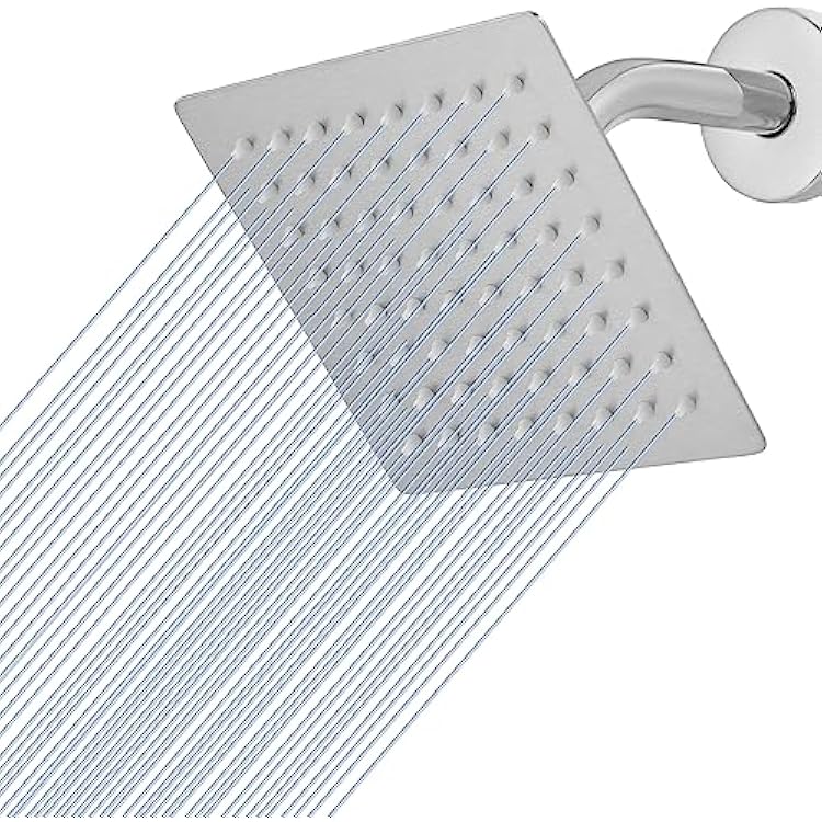 Voolan Rain Shower head, High Pressure Shower Head Made of 304 Stainless Steel, Relaxed Shower Experience Even at Low Water Flow and Pressure6 Brushed Nickel