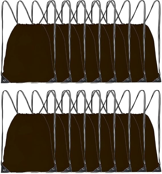 CODOBON Drawstring Backpack, 16 Pcs Bulk Draw String Bags, Polyester Cinch Bag for Sport Gym, Black
