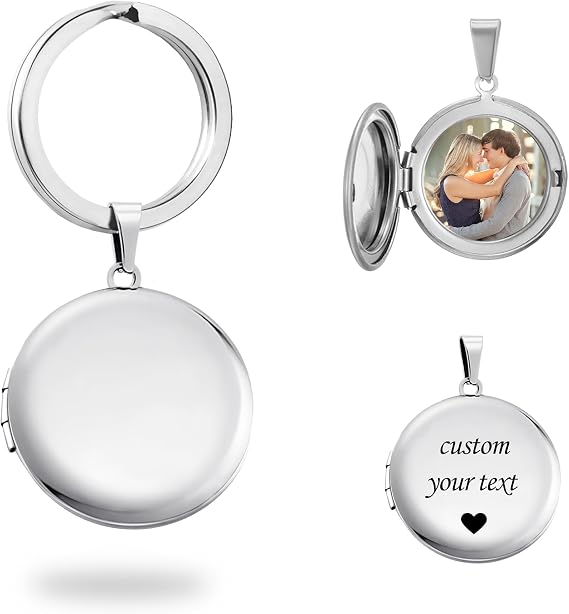 PHOCKSIN Personalised Locket Keychain That Holds Pictures Customisable Key Chain Memory Photo Lockets Gifts for Women & Girls