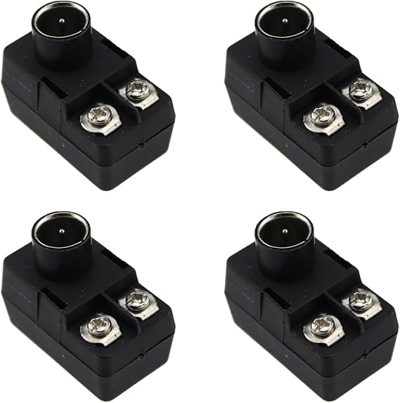 4PCS F Type Balun 300 Ohm to 75 Ohm Adapter Black Plug Connector F Type Balun Transformer for Converting Loop Antenna Compatible 75 Ohm Cable to 300 Ohm Flat Antenna