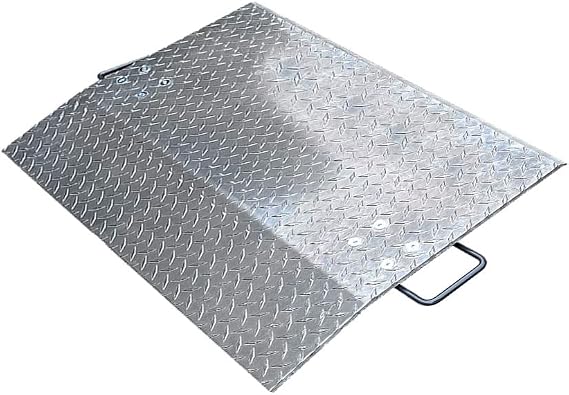 36" x 36" Aluminum Dock Plate, 5" Height Difference, 3/8" Plate Thickness Dock Ramp, 3,600 lb. Capacity Heavy Duty Hand Truck Loading Dock Plates with Handles