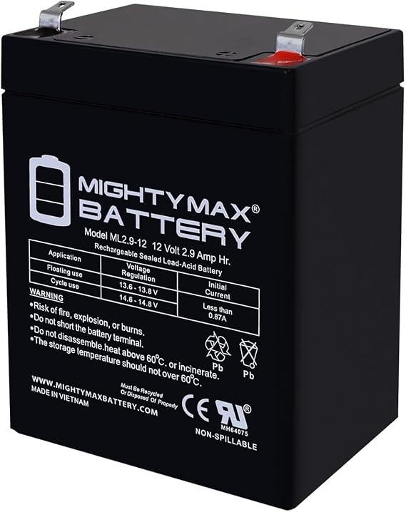 Mighty Max Battery 12V 2.9AH F1 SLA Replacement Battery Compatible With ES2.9-12 PC2.9-12L UB1229T