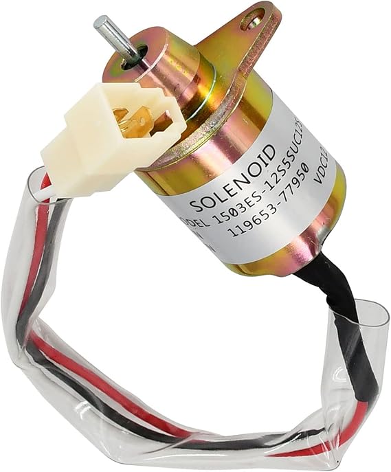 12V Fuel Shut Off Solenoid Valve 1503ES-12S5SUC5S 119653-77950 Compatible with Yanmar John Deere Kubota Woodward Komatsu Takeuchi Engines 119285-77950 SA-4562T
