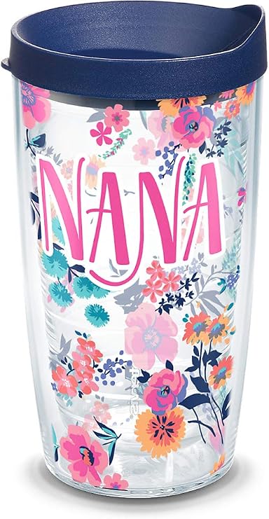 Tervis Made in USA Double Walled Dainty Floral Mother's Day Insulated Tumbler Cup Keeps Drinks Cold & Hot, 16oz, Nana | Made in USA, Double-wall Insulated, Shatterproof, BPA-Free, Dishwasher Safe, Fits Most Cupholders, Gifts under $20