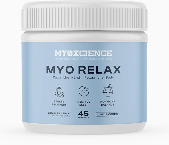 MYOXCIENCE Myo Relax & Calm | Myo-Inositol, L-Theanine, Taurine, Magnesium & GABA | Supports Sleep, Neurotransmitter & Hormone Support (Unflavored) (45 Servings)