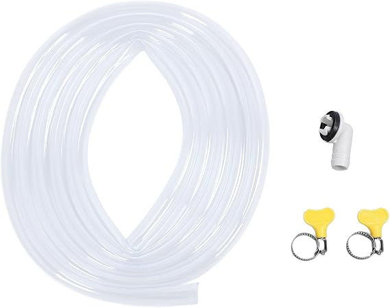 10FT Air Conditioner Drain Hose Kit, Plastic Leakproof Hose with Connector and Clamps - Flexible Durable Material, Easy Installation for Portable and Window AC