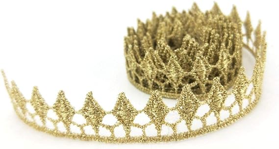 EORTA 4 Yard Gold Embroidery Lace Trim Ribbon, Fabric Trimming Sewing Embossed Lace Ribbon for Wedding Bridal Dress DIY Craft Costume, A
