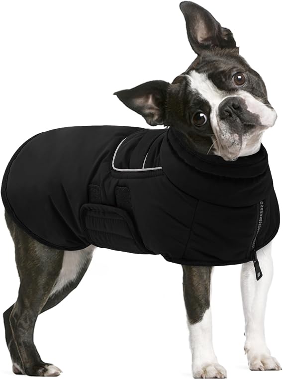 AOFITEE Jackets for Dog Waterproof Dog Jackets with Harness Hole, Black L
