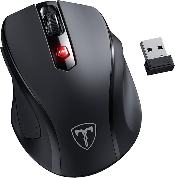 HOTWEEMS Wireless Mouse, D-09 Computer Mouse USB Cordless Mice for Laptop, Ergo Grips, Lightspeed 5-Level 2400 DPI, 16 Months Battery, Portable for PC Mac Chromebook (Black) | 5-Level 2400 DPI, 16 Months Battery, Portable D-09 Computer Mouse for PC Mac Chromebook