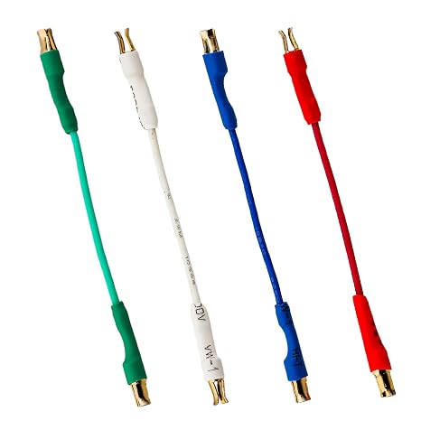 4pcs Universal Turntable Cartridge Headshell Lead Wires with Upgraded Easy to Plug and Unplug Spring Cliper Head, 7N OFC Audiophile Grade Phono Cartridge Cables for Turntable Record Players