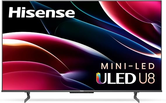 Hisense 75U8H QLED Series Quantum 4K ULED Mini-LED 75-Inch Class Google Smart TV (75U8H, 2022 Model), Black