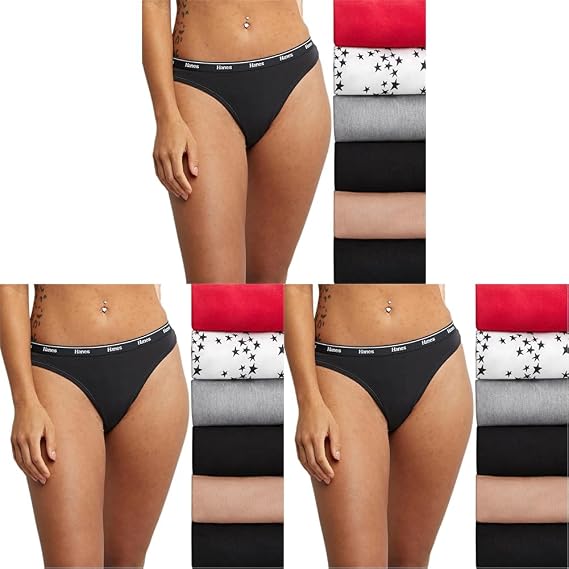 Hanes Women's Originals Thong Panties, Breathable Stretch Cotton Underwear, Assorted, 6-pack