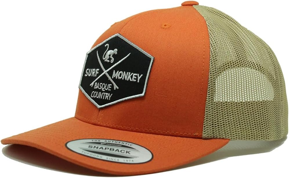 SURF MONKEY Trucker Cap 6p - Curved Visor - Adjustable Snapback Cap - Low Profile