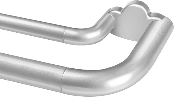 HOTOZON Double Curtain Rods for Windows 32 to 58 Inches, Silver