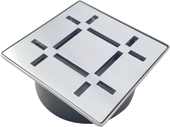 FROSCH Shower Drain Grate Kit 4" Stainless Steel - Dash Design (Brushed)
