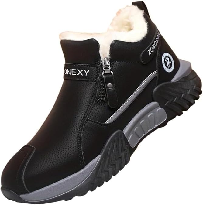 Men's Winter Warm Snow Boots, Waterproof Fur Lined Boots Slip on Ankle Booties for Men Outdoor Walking Shoes