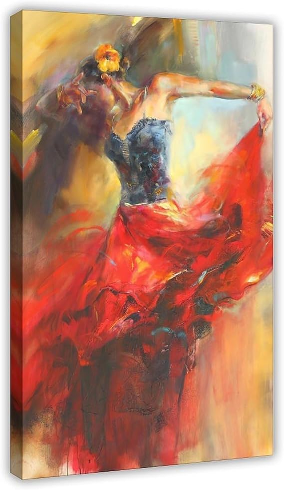 SWDXA Belly Dancer in Sexy Dress, Female Art, Exotic Dance Oil Painting Canvas Poster Wall Art Prints Room Aesthetic Murals Bedroom And Living Decorations 12" L X 18" W