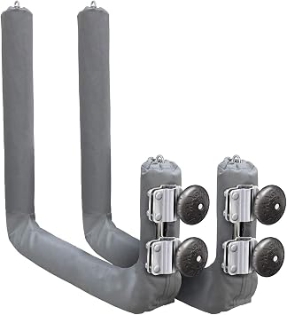 Magma Kayak/SUP Boat Rack R10-626-20-304 Stainless Steel Storage for Kayaks & Paddle Boards - Fits Standard Round Rail - Includes Padding & Tie-Down Points - Quick-Release Knob System