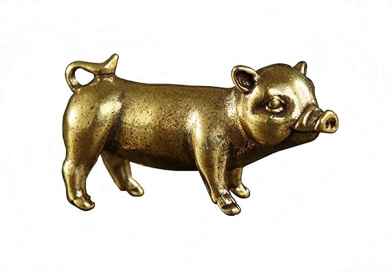 DMtse Chinese Feng Shui Brass Mini Pig Decor Statue Figurines for Animal Sculpture Collectibles Gift
