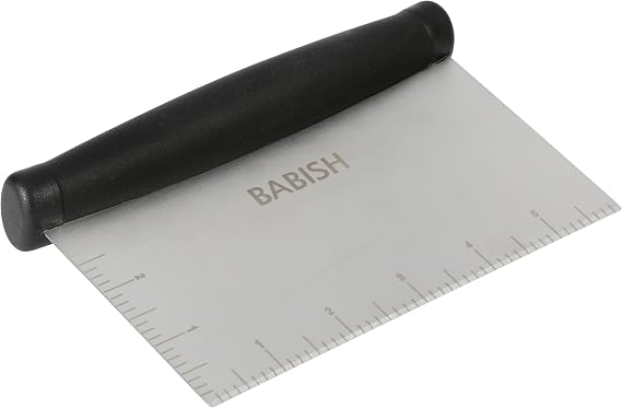 Babish 6-Inch Multi-Purpose Stainless Steel Scraper and Chopper with Non-Slip Grip Durable Kitchen Tool for Baking, Chopping, and Food Prep Silver/Black