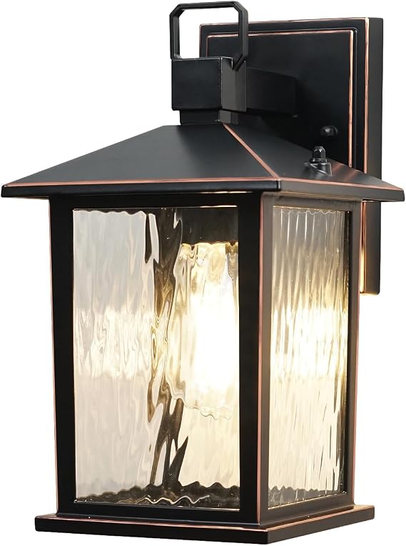 Oil-Rubbed Bronze Outdoor Wall Light, 12'' Porch Light Aluminum