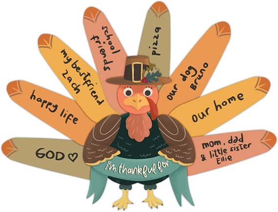 Honeyplum Thankful Turkey Thanksgiving Craft for Kids, 1 Pack | Includes Turkey, Feathers and Removable Sticky Dots