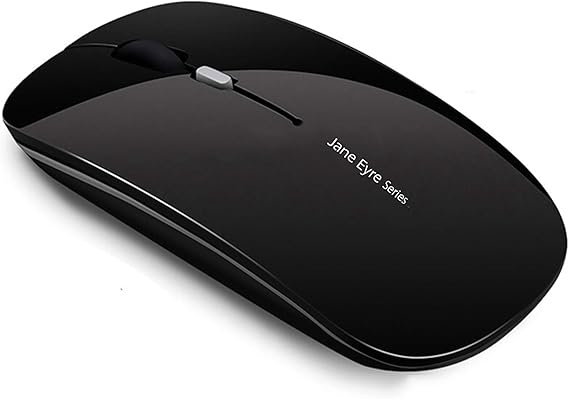 Uciefy Q5 Slim Rechargeable Wireless Mouse, 2.4G Portable Optical Silent Ultra Thin Wireless Computer Mouse with USB Receiver and Type C Adapter, Compatible with PC, Laptop, Notebook, Desktop Black