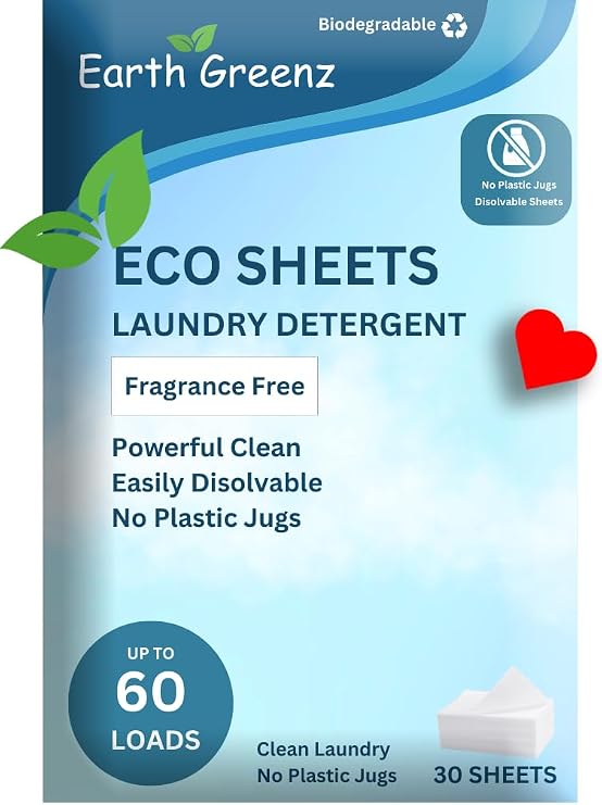 Laundry Detergent Sheets - Fragrance Free - 30 Sheets - 60 Loads | No Plastic Jug - Liquidless Technology - Eco-Friendly