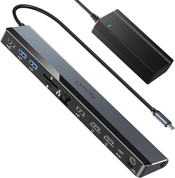 USB C Docking Station Dual Monitor 4K@60Hz, 12-in-1 Laptop Dock with 2*HDMI, 4*USB, Thunderbolt 3/4 Dock, SD/TF Slot, Ethernet, Audio, 96W Power Adapter, for HP, Lenovo, Dell, ASUS,Surface
