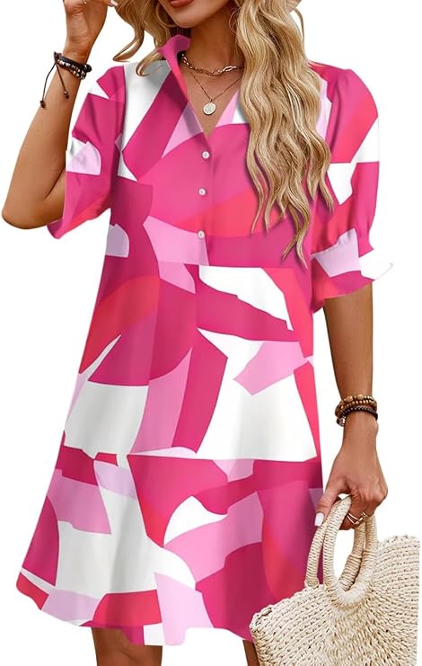 Womens Summer Shirt Mini Beach Dresses