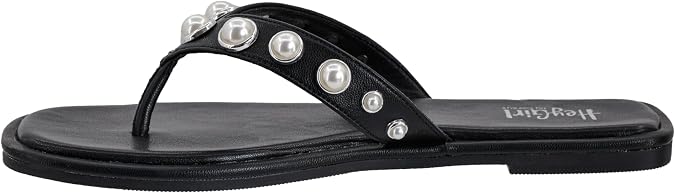 Corkys Footwear Hey Girl Women's Jump In Sandal A Trendy Square Toe Thong Sandal with Pearl-Adorned Straps, Lightly Padded Insole, and Chic Comfortable Design