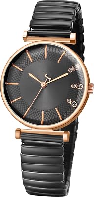 OIDEA Womens Elastic Strap Watches: Simple Large Face Big Numerals Analog Quartz Easy Reader Watches for Women White Stainless Steel Stretch Band Ladies Wratch