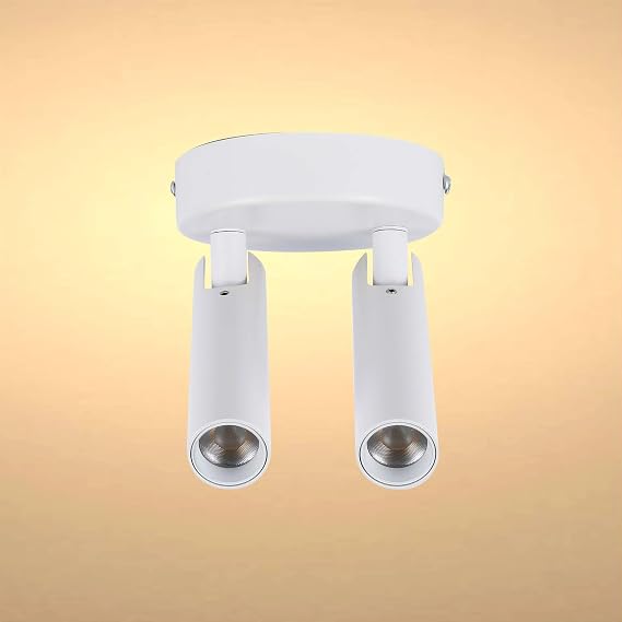 TEKLED Modern 2-Light Ceiling Spotlight | Adjustable White Cylinder Spot Lamps | Contemporary Indoor Lighting | Surface Mounted | IP20 Integrated LED [Energy Class A++]
