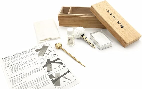Katana Cleaning and Maintenance Kit with Choji Oil, Uchiko Ball, Rice Paper and Care Tools