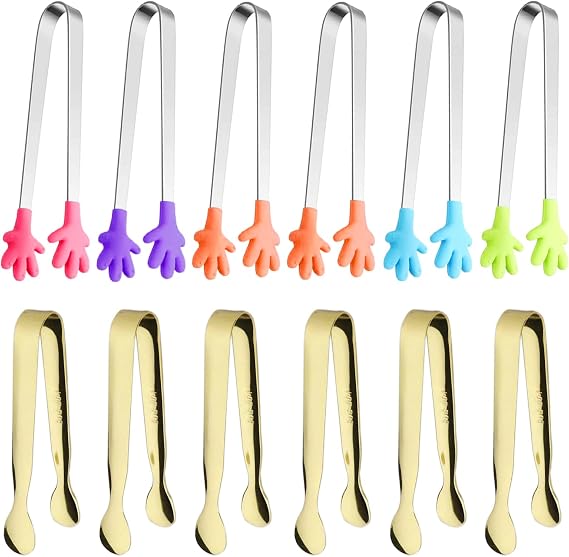 6PCS Silicone Mini Tongs+6PCS Ice Tongs
