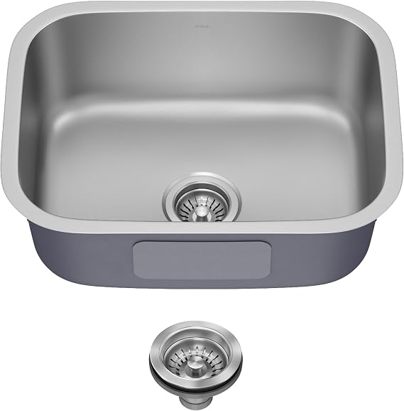 Kraus 23 Inch Stainless Steel Kitchen Sink, Durable 18 Gauge Single Bowl Kitchen Sinks Undermount, KBU12