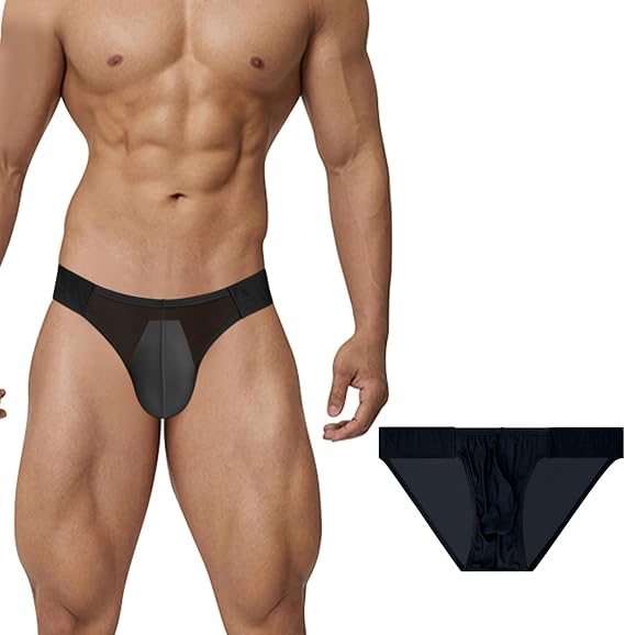 Meshal Sheer Men's Bikini Briefs Silky Smooth Sexy Seamless Lingerie See Through Bulge Ball Pouch Underwear
