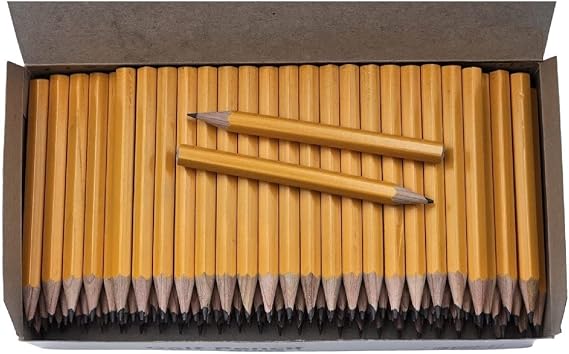 Comfort Axis Golf Pencils Bulk, Yellow Barrel 8.5cm Mini Pencils Pre-Sharpened 144/Box
