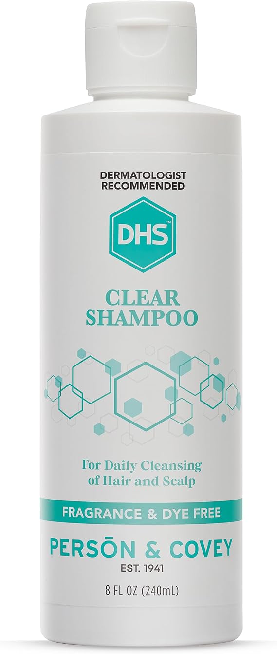 DHS Clear Shampoo - Womens and Mens Shampoo for Sensitive Skin/Unscented, Cleans Hair and Treats Dry Scalp/Irritant-free, Paraben-free, Fragrance-free, and Dye-free / 8oz