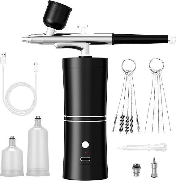 Airbrush Kit With Compressor Portable Airbrush Air Brush Kit with Air Compressor Airbrush for Nails Airbrush Compressor High Pressure Nail Airbrush Machine Handheld Mini Air Brush Kit (Black)