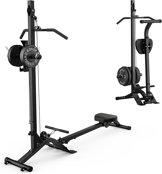 BEKING Foldable Rowing Machine,Adjustable LAT Pull Down and Low Row Cable Machine with High and Low Pulley Stations,Multi-Function Compact Row Cable Machine for Home Gym Equipment