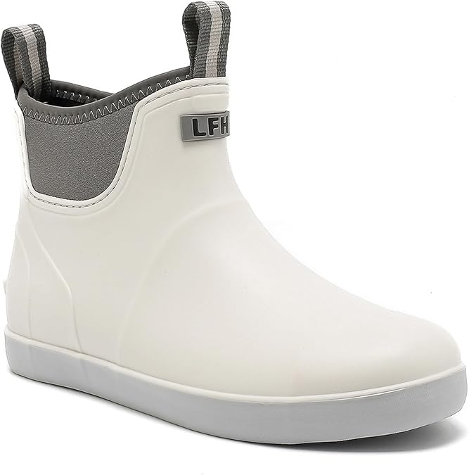 Mens Deck Boots Waterproof, Rubber Ankle Rain Booties For Fishing