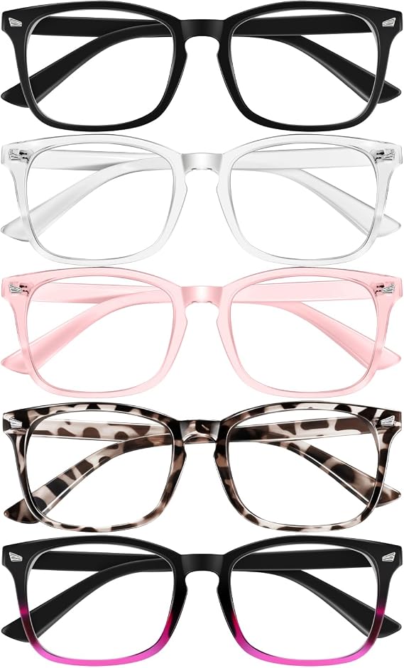 Okany Blue Light Blocking Computer Glasses for Women,Men, Lightweight Anti Glare Eyeglasses 5 Pack