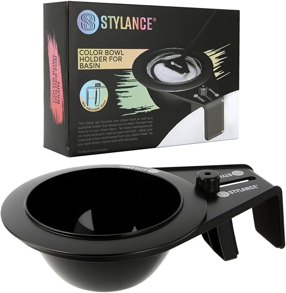 Toning Tub Hair Dye Bowl, Professional Clipable Hair Color Mixing Bowl For Hairstylist, Salon Shampoo Bowl (Black, 9.4x6.1in)