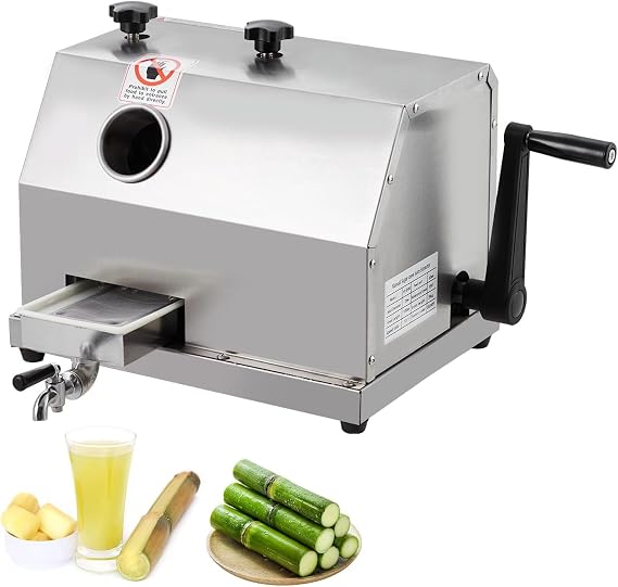 Manual Sugar Cane Juicer, Sugarcane Juicer Machine with 3 Stainless Steel Rollers, 2.4-inch Large Inlet, 110LBS/H High Efficiency, Sugar Cane Juice Machine for Home/Commercial Use