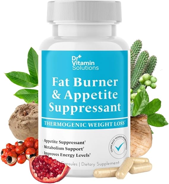 Fat Burner for Women and Men - Appetite Suppressant for Weight Loss Pills | Thermogenic Metabolism Booster, Green Tea, Caffeine, Chromium, 30 Vegan Capsules (1 Month Supply), Non-GMO, Made in USA