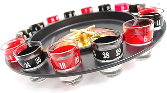 Shot Glass Roulette - Drinking Game Set 2 Balls and 16 Glasses