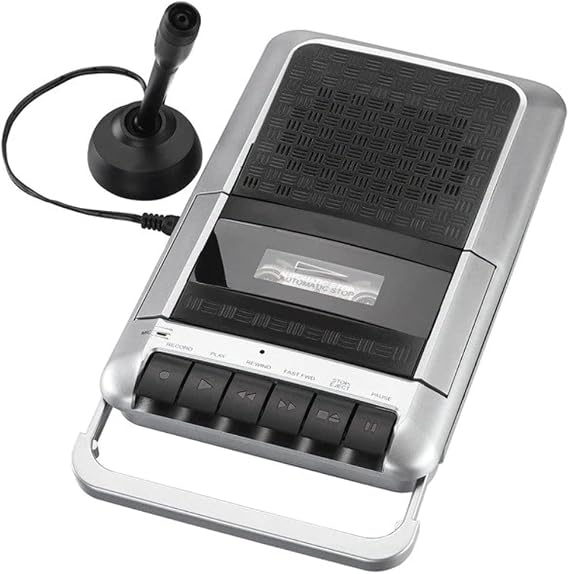 PROSCAN Cassette Player & Recorder with Microphone, Headphone Jack, Aux in, Black