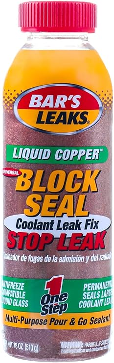 Bar's Leaks 1109 Liquid Copper Block Seal, 18 oz, 1-Pack | Intake and Radiator Stop Leak, One Step, Safe for All Cooling Systems