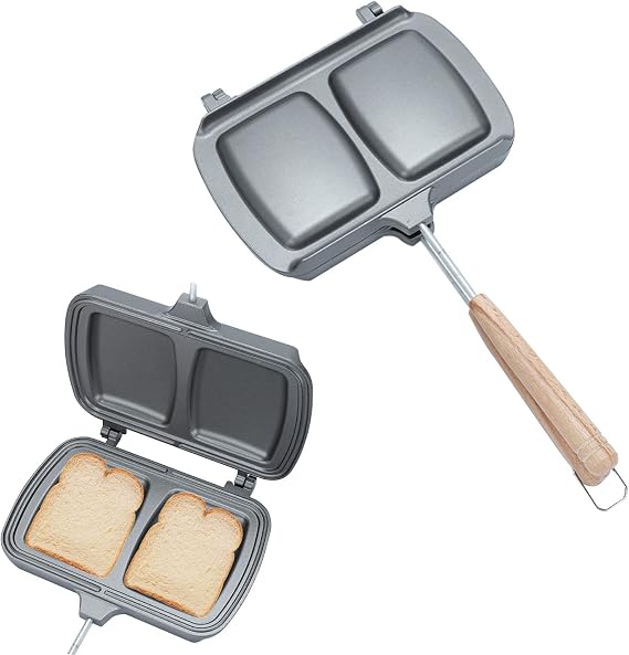 Double-Sided Hot Sandwich Maker,4w1h Sandwich Maker,Breakfast Sandwich Maker,Hot Dog Toaster with Removable Handle,Grilled Cheese Maker Nonstick Sandwich Maker Flip Grill Pan for Pancakes,Toast
